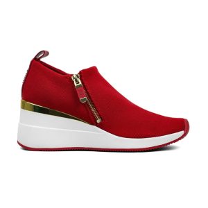 DKNY Womens Abbi Fabric Low Top Slip On Fashion Sneaker Red